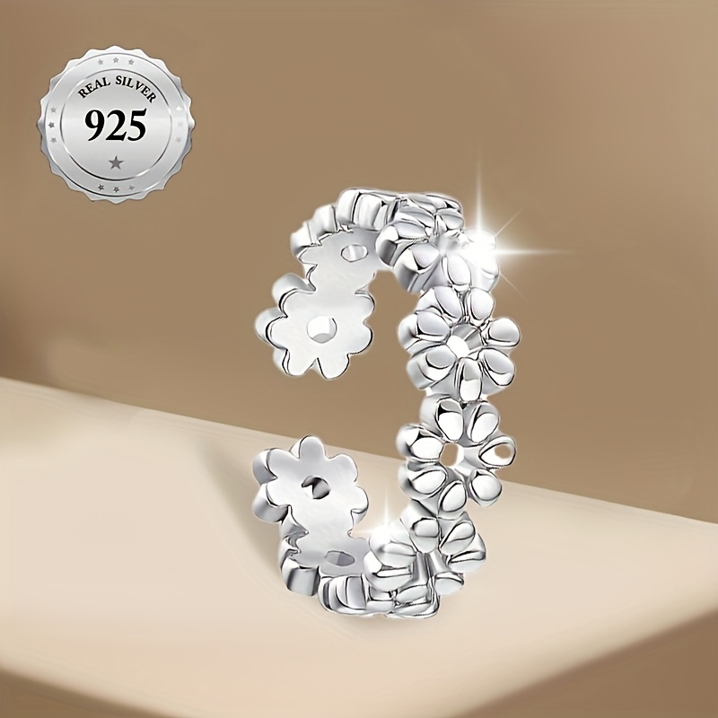 S925 Sterling Silver Flower Toe Ring Y2K Style